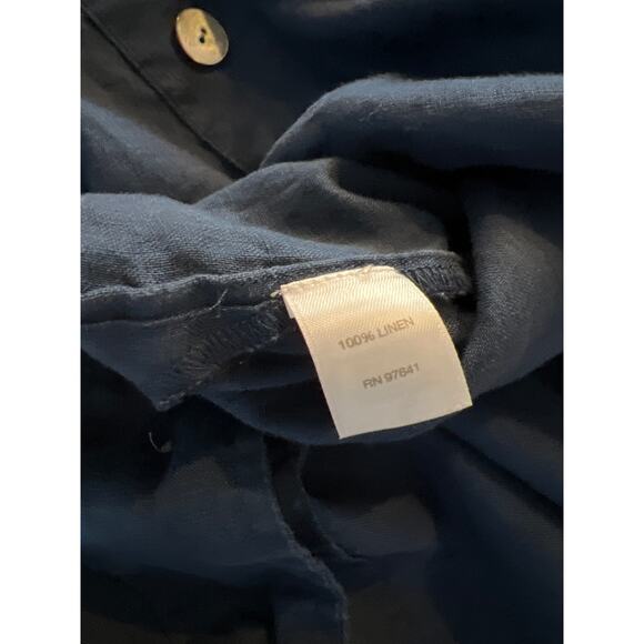 J Jill Love Linen Side Button Tunic Top Blue Women's SP - Picture 7 of 9